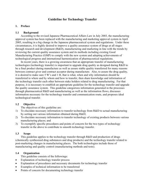 Guideline for Technology Transfer (Draft) - NIHS