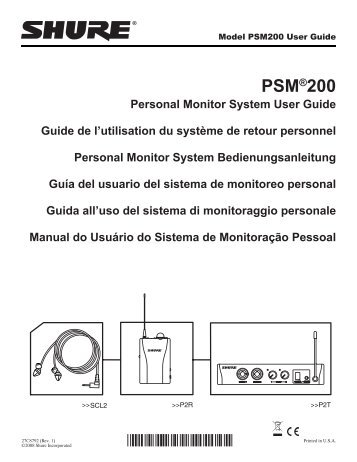 Shure PSM 200 User Guide (Portuguese)