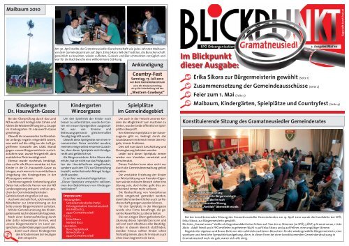 Im Blickpunkt dieser Ausgabe: - SP Gramatneusiedl - SPÃ