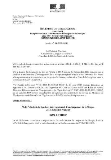 M.le PrÃ©sident du Syndicat intercommunal d'amÃ©nagement de la ...