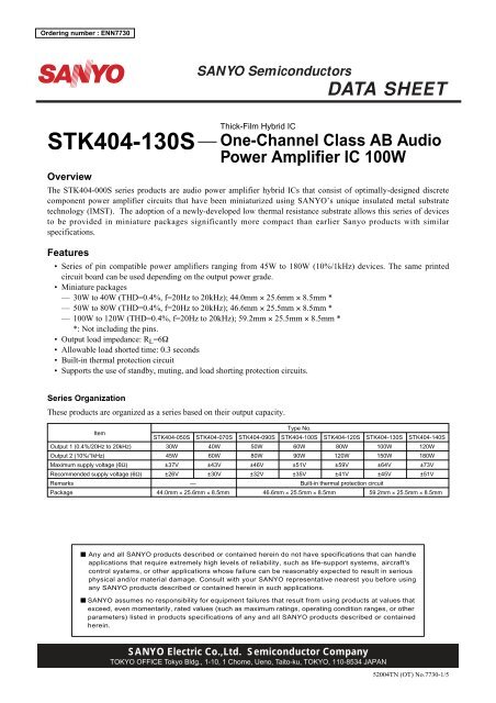 Hybrid-IC STK402-050 ; Power Audio Amp