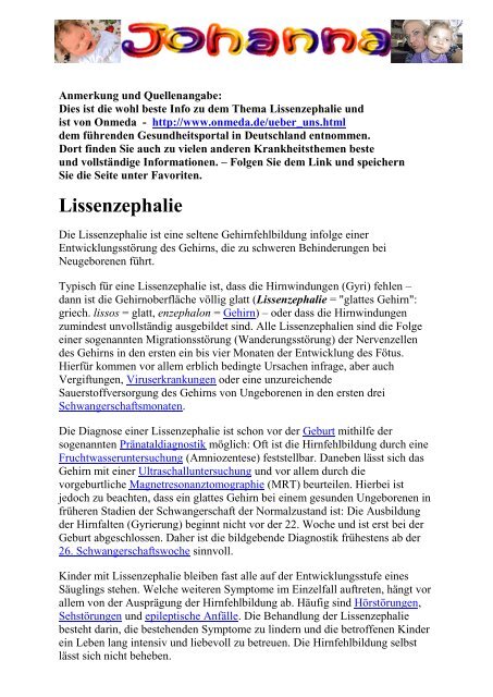 Lissenzephalie Kiel Hilft Johanna