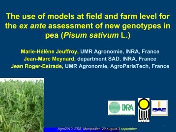 The use of models at field and farm level for the ex ante assessment ...