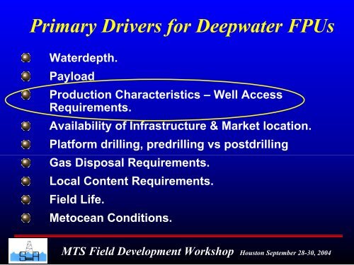 Deepwater Field Development - Floating Production System ...