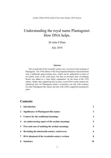 Understanding the royal name Plantagenet. How ... - Plant-fhg.org.uk
