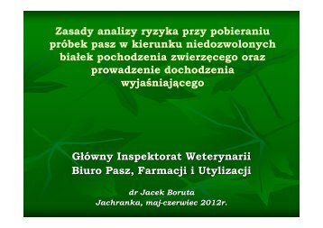 Zasady analizy ryzyka przy pobieraniu prÃ³bek pasz w kierunku ...