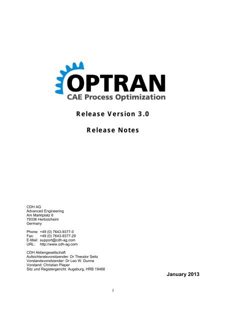 Release Version 3.0 Release Notes - CDH AG