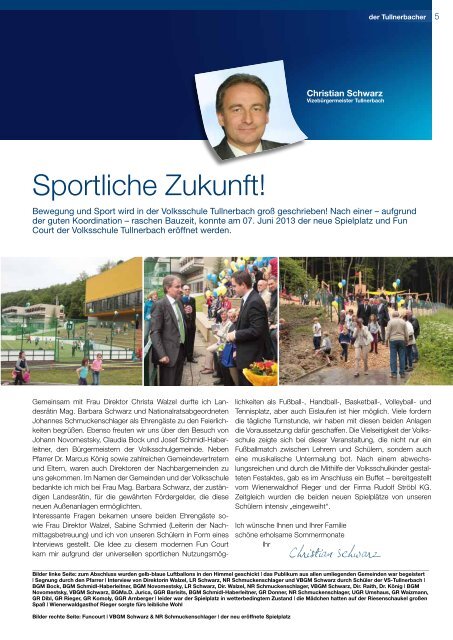 Sportliche Zukunft ist gesichert Sportliche Zukunft ... - VP Tullnerbach