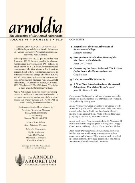 The Magazine of the Arnold Arboretum - Arnoldia - Harvard University