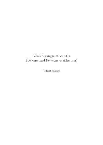 Versicherungsmathematik (Lebens- und Pensionsversicherung)