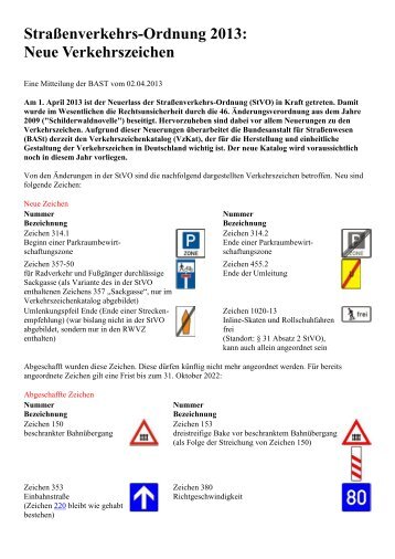 Neue Verkehrszeichen - Verkehrserziehung und Mobilitaetsbildung ...