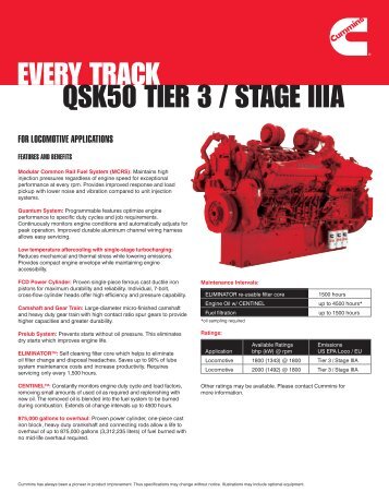 QSK50 TIER 3 / STAGE IIIA - Cummins Engines