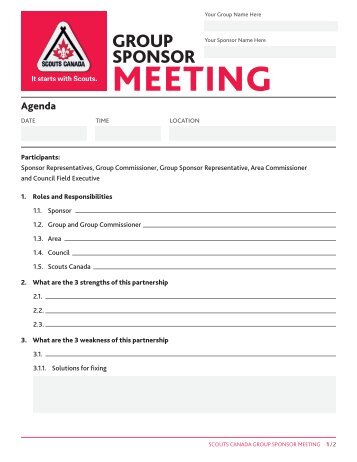 Sponsor Meeting Agenda - Scouts Canada