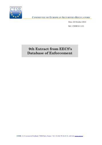 9th Extract from EECS's Database of Enforcement - Esma