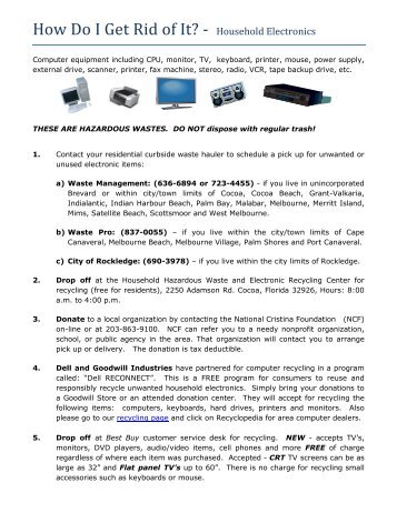 information on Recycling Electronics - Brevard County
