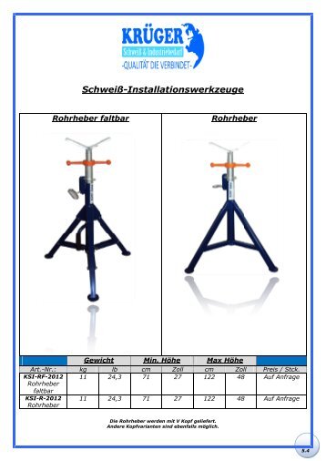 SchweiÃ-Installationswerkzeuge - Krueger-schweisstechnik.de