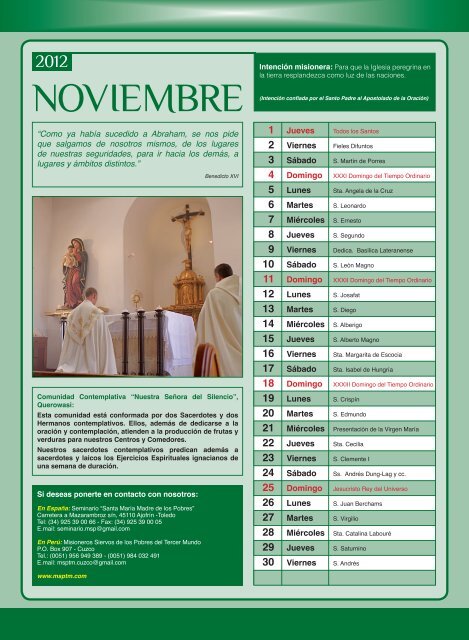 Calendario misioneros 2012.indd - Misioneros Siervos de los ...