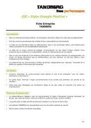 Fiche Entreprise TANDBERG - Enjeu Energie Positive