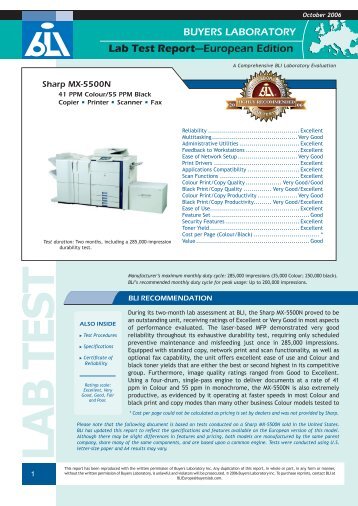 MX-5500N Award Lap-Test-Report GB - Sharp