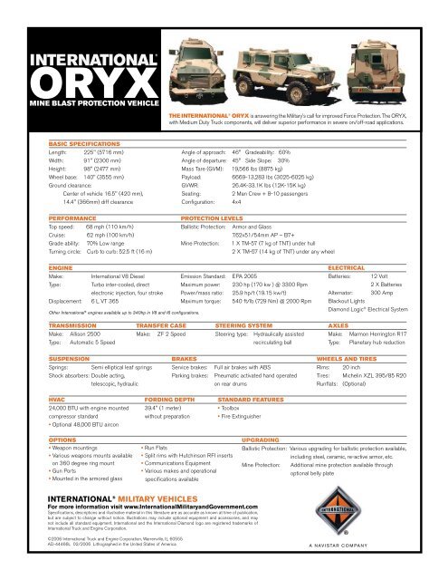 Oryx Specification Sheet - JED