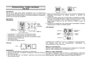Bruksanvisning â trÃ¥dlÃ¸s vÃ¦rstasjon T35.1019