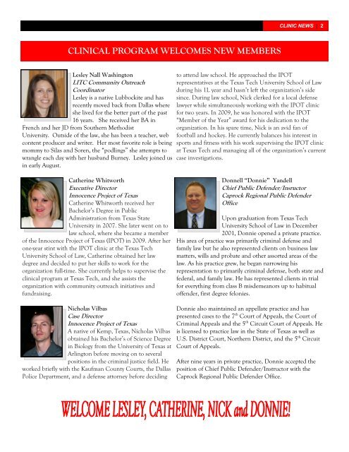 CLINIC NEWS - Texas Tech University School of Law