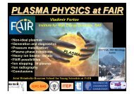 Plasma physics in FAIR.