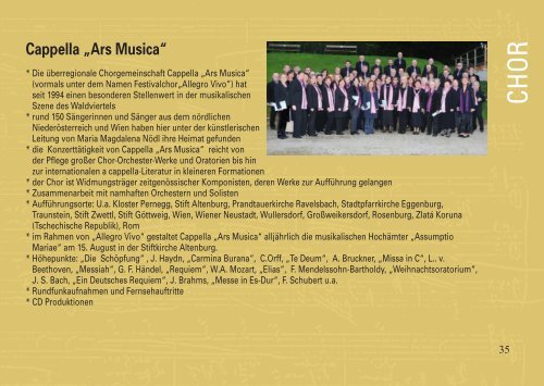 Programm - Cappella Ars Musica