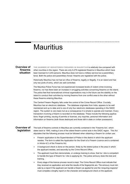 Mauritius - Saferworld