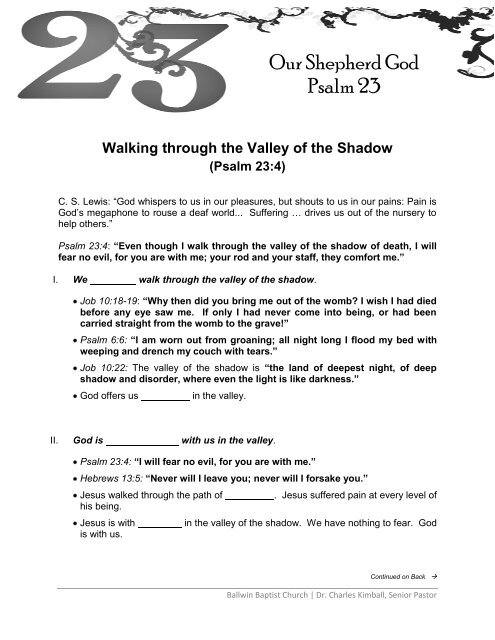 Our Shepherd God Psalm 23 Ballwin Baptist Church