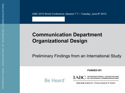 Communication Department Organizational Design - International ...