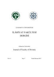 ÄlÃ¢hÄyat fakÃ¼ltesÄ dergÄsÄ - Ãukurova Ãniversitesi Ä°lahiyat FakÃ¼ltesi