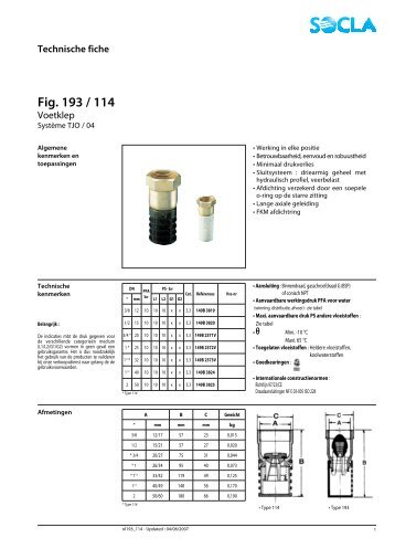 Technische fiche Fig. 193 / 114 - SOCLA