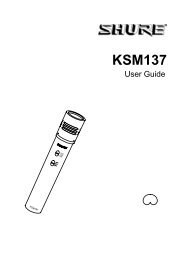 Manual for Shure KSM137/SL Cardioid Studio Condenser Microphone