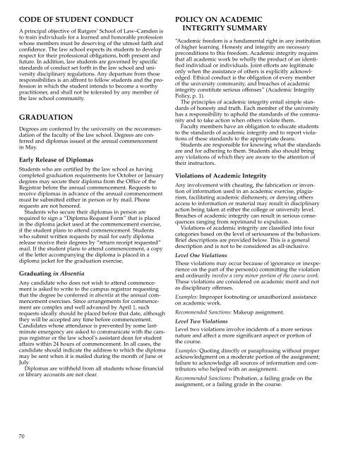 Rutgers University School of Law-Camden - Catalogs - Rutgers, The ...