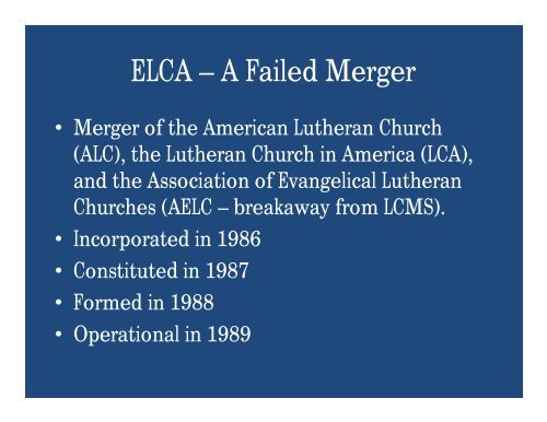 ELCA – A Failed Merger - CCM Verax