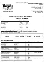 species availability list - retail sales march / april ... - Barung Landcare