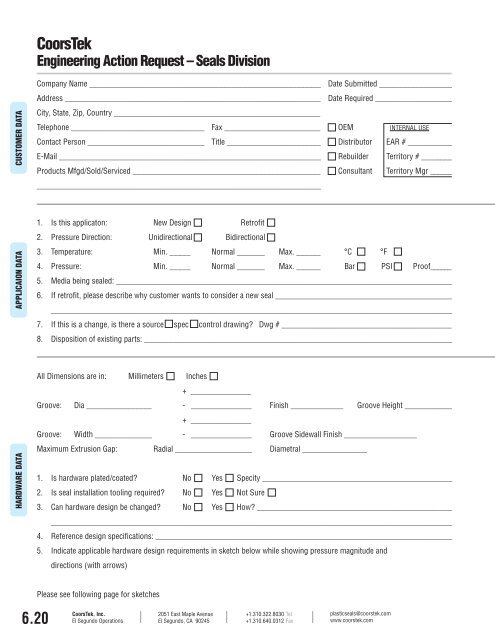 PTFE O-Rings Catalog - CoorsTek