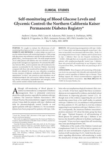 Self-monitoring of Blood Glucose Levels and Glycemic Control - CGS