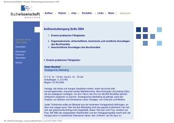 Buchwissenschaft München - Seminare: Aufbaustudiengang ...