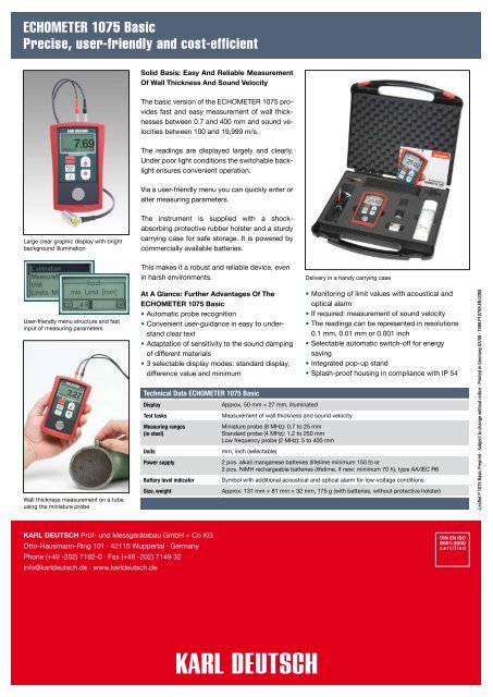 ECHOMETER 1075 Basic Measurement Of Wall Thickness And ...