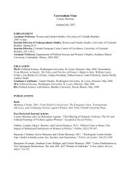 Curriculum Vitae - Women and Gender Studies - University of ...