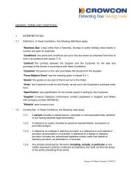 Terms and Conditions - Crowcon Detection Instruments
