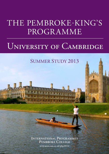 PKP 2013 e-brochure - Pembroke College - University of Cambridge
