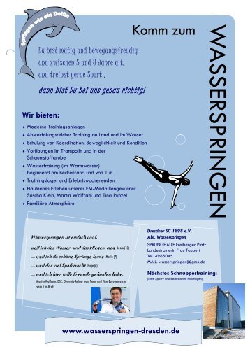 Flyer Wasserspringen beim DSC - Dresdner Sportclub 1898 e.V.