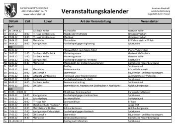 Veranstaltungskalender - Gemeinde Vichtenstein