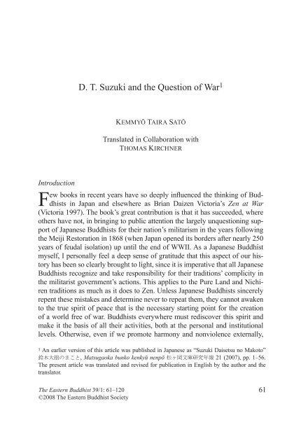 D. T. Suzuki and the Question of War - thezensite