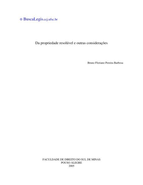 Da propriedade resolÃºvel e outras consideraÃ§Ãµes - BuscaLegis ...
