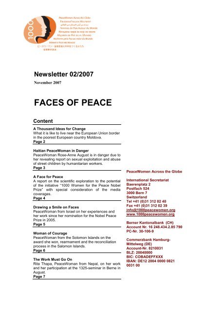 Faces Of Peace Peace Women Across The Globe