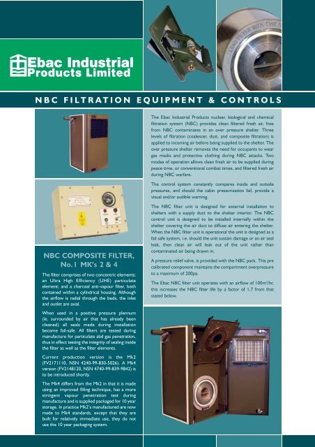 18991 NBC filtration data sheet - Ebac Industrial Products Limited